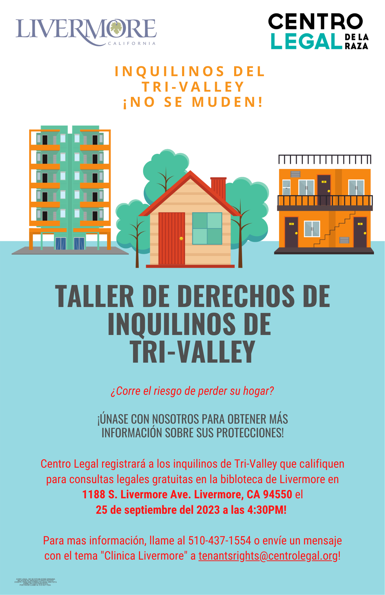 Centro Legal, Livermore Tenants' Rights Workshop Flyer (ESP)