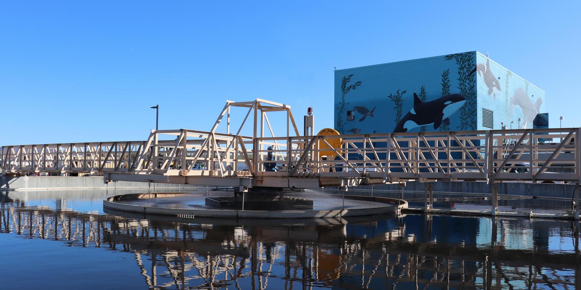 Clarifier and Killer Whale Mural at the Livermore Water Reclamation Plant